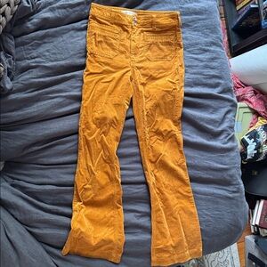 Anthropologie Mustard Yellow Corduroy Flared Jeans